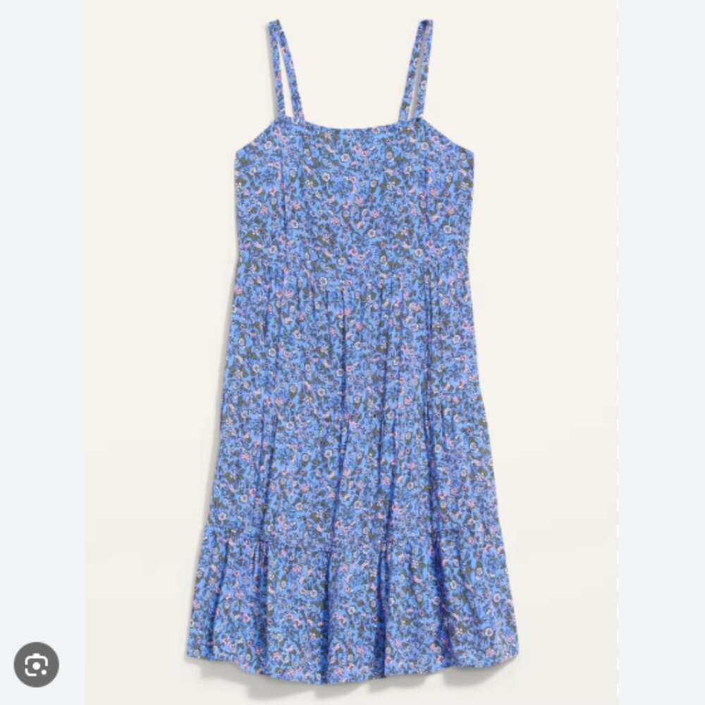 Old Navy - Blue Tiered Floral-Print Swing Dress with Pockets